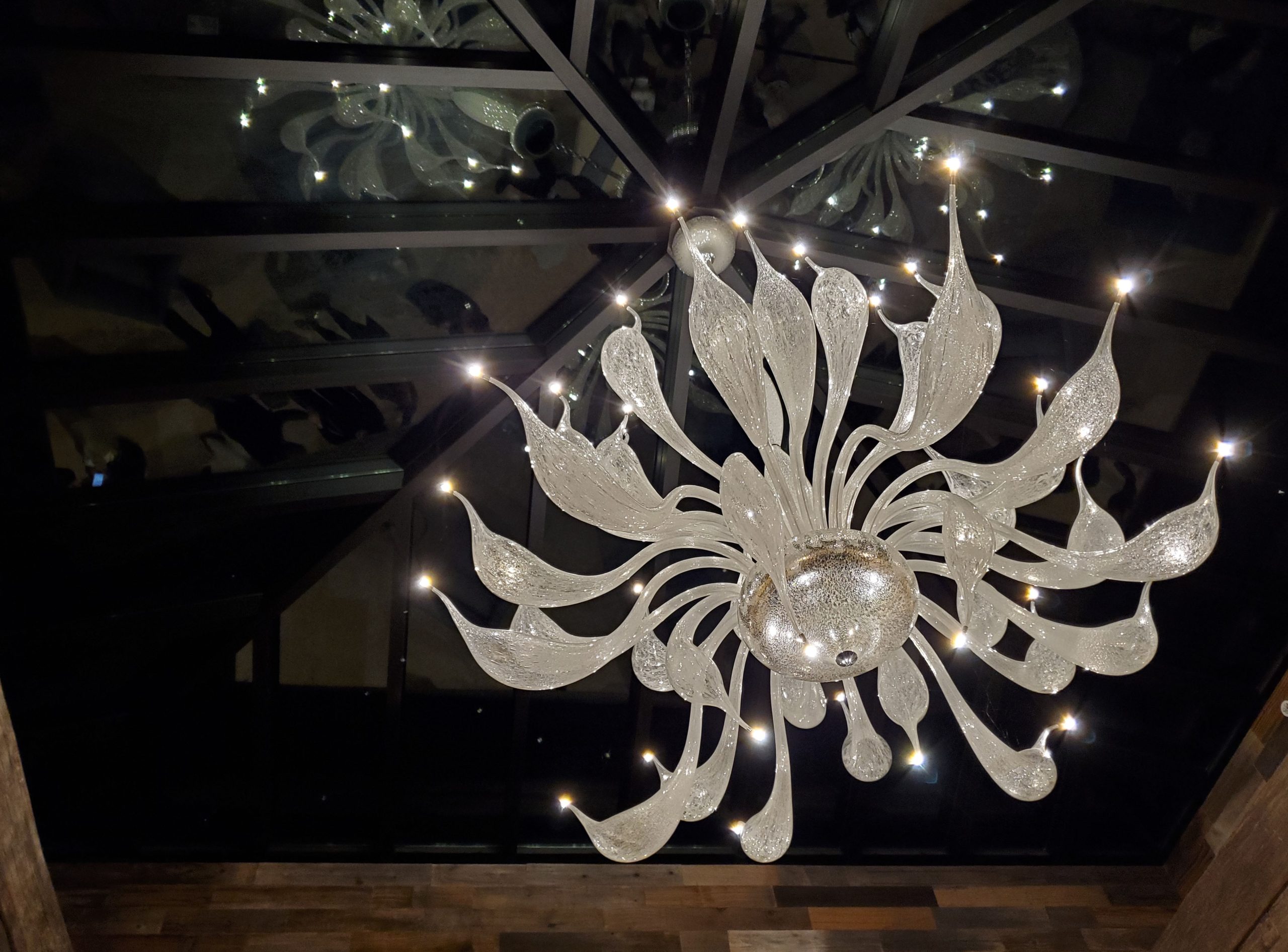 Contemporary chandelier, silver crystal, by LU Murano