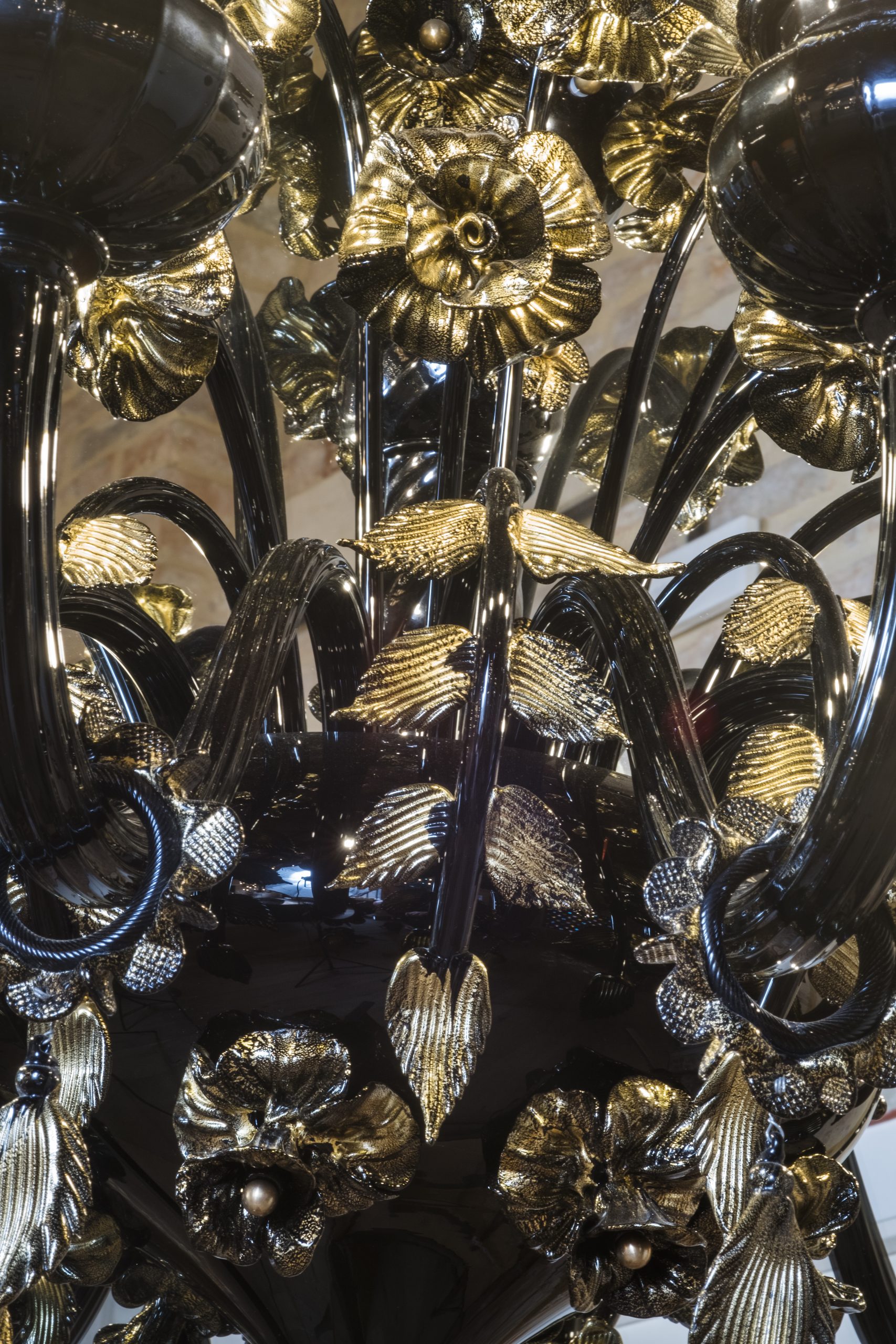 Traditional chandelier glass artwork