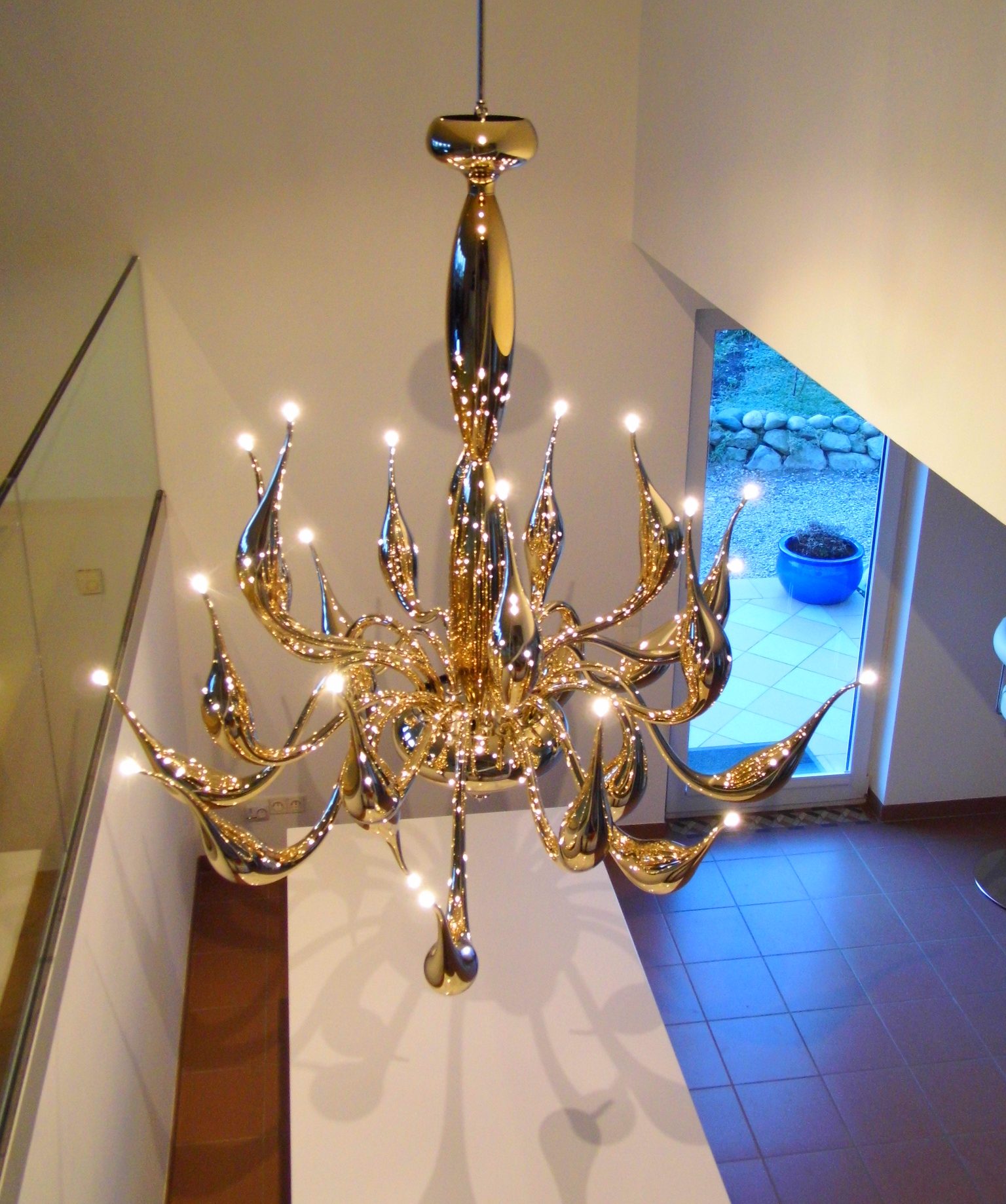 golden chandelier from above