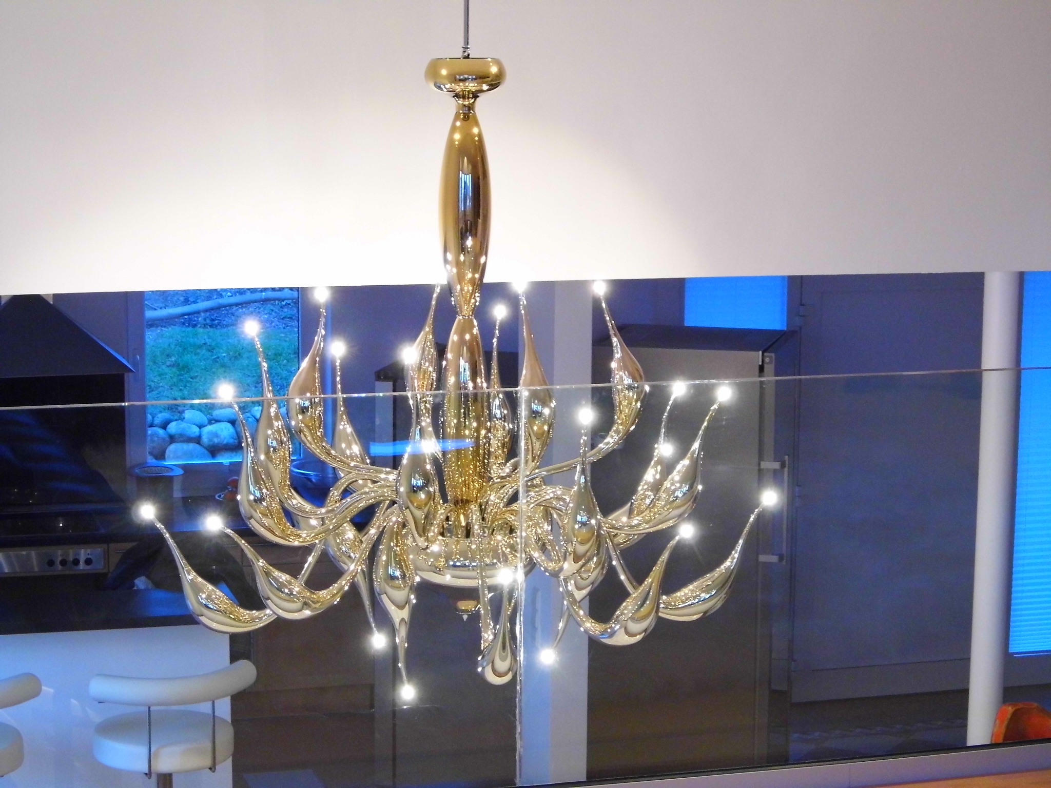 mirrored golden chandelier