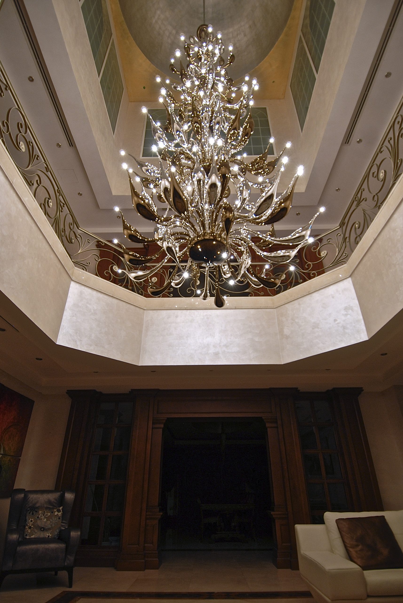 modern big chandelier in blown glass