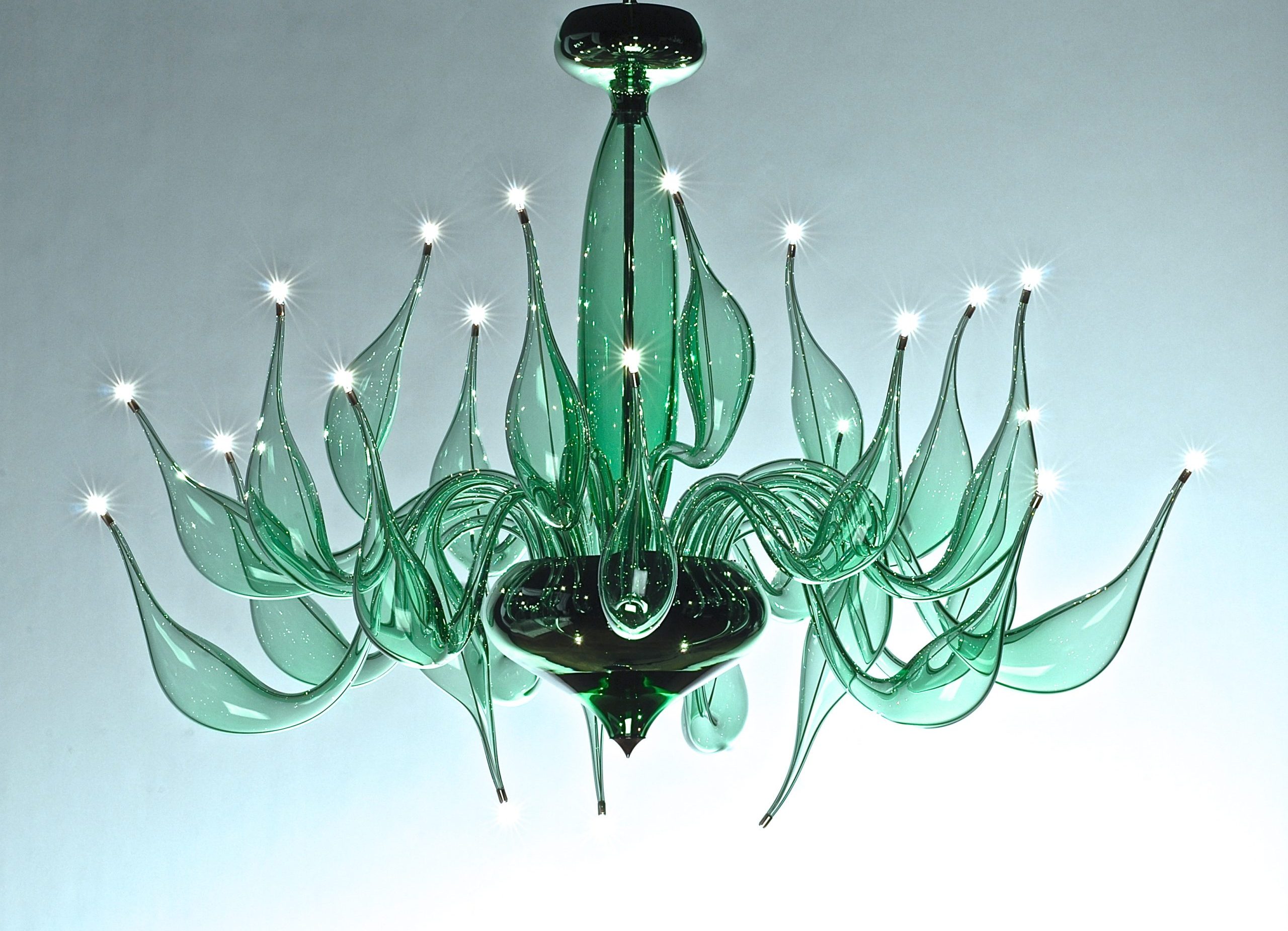 Modern chandelier transparent green