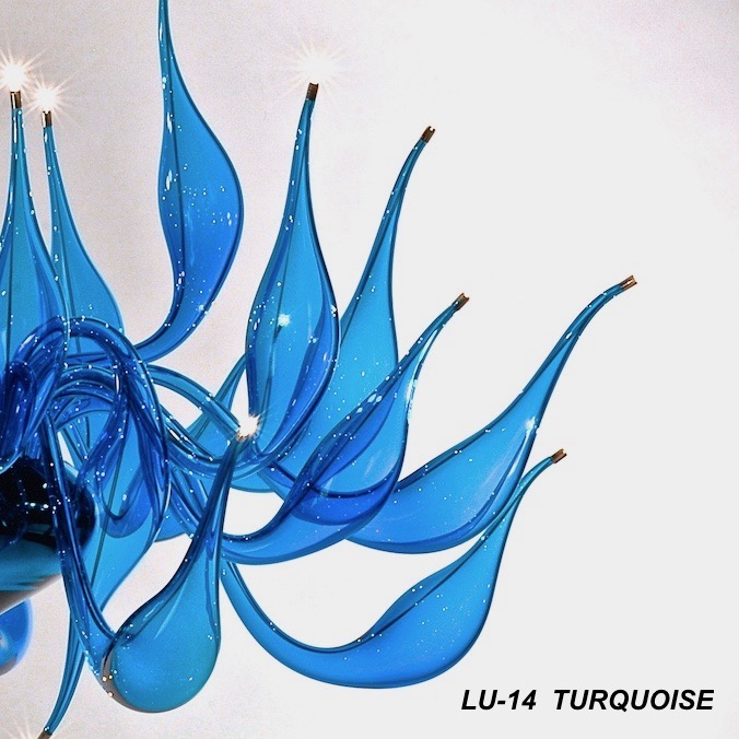 LU-Murano turquoise blown glass chandelier